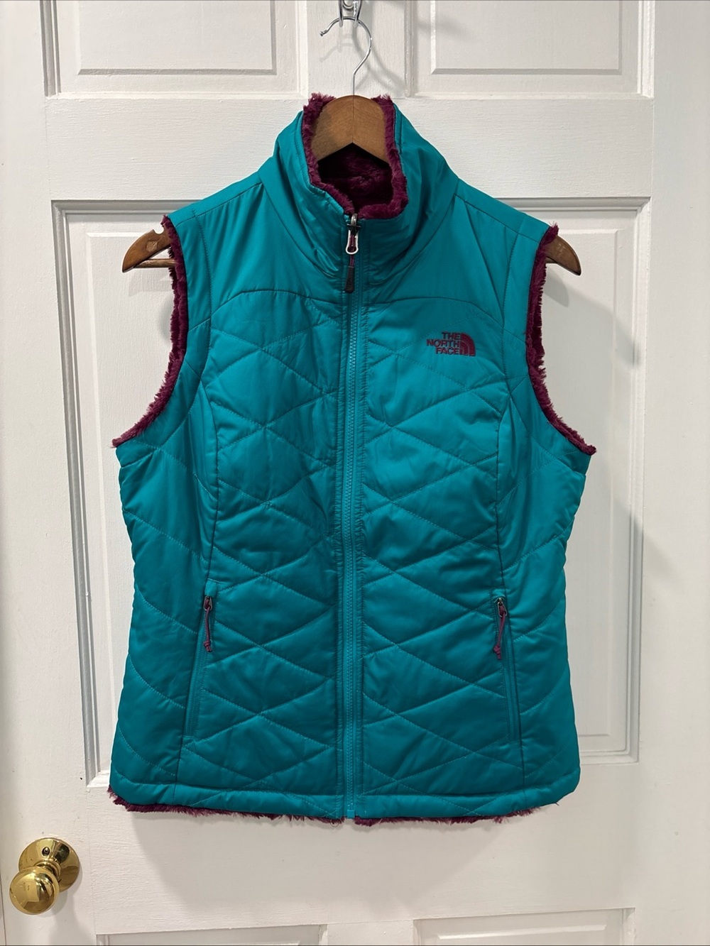 The North Face Women’s Mossbud Swirl Insulated Reversible Vest Size M Fanfare Gr
